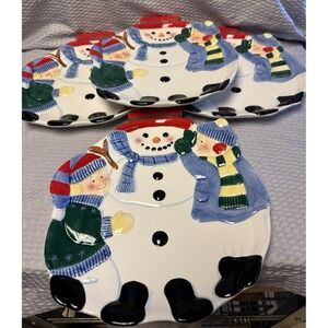Pfaltzgraff Snowman Kids Holiday Winter Platter Serving Tray Discontinued‎ NOS